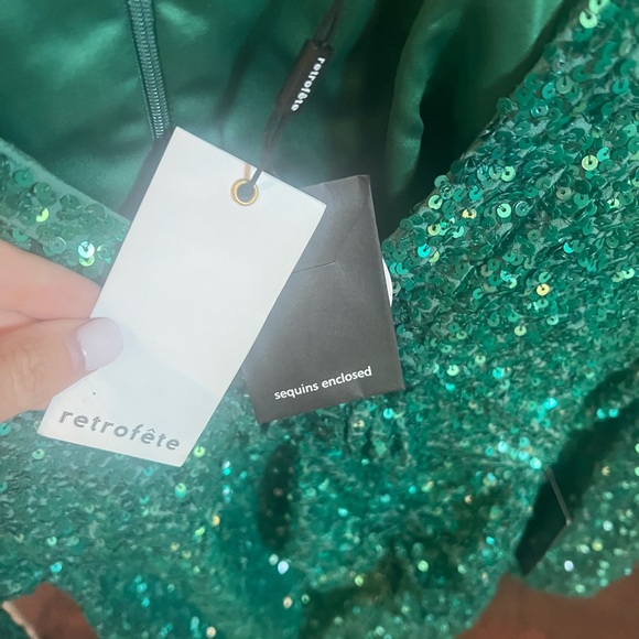 NWT Retrofete sequined Edith emerald green dress - Picture 6 of 10